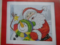 Santa Claus & Snowman in the Snow ~ Cross Stitch Chart