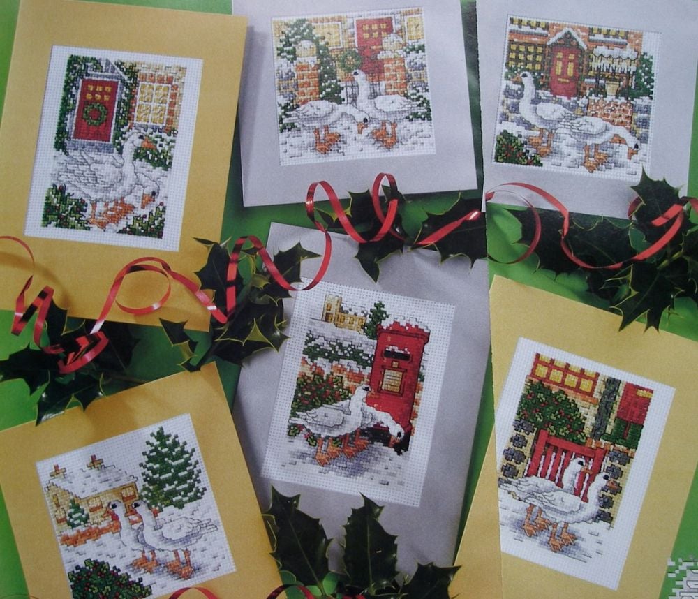 Christmas Geese Scene Cards ~ Six Cross Stitch Charts