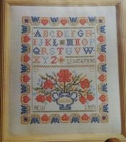 Pink Hearts & Flowers Alphabet Sampler ~ Cross Stitch Chart