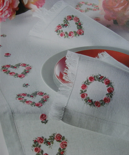 Rose Motif Table Linen ~ Cross Stitch Charts