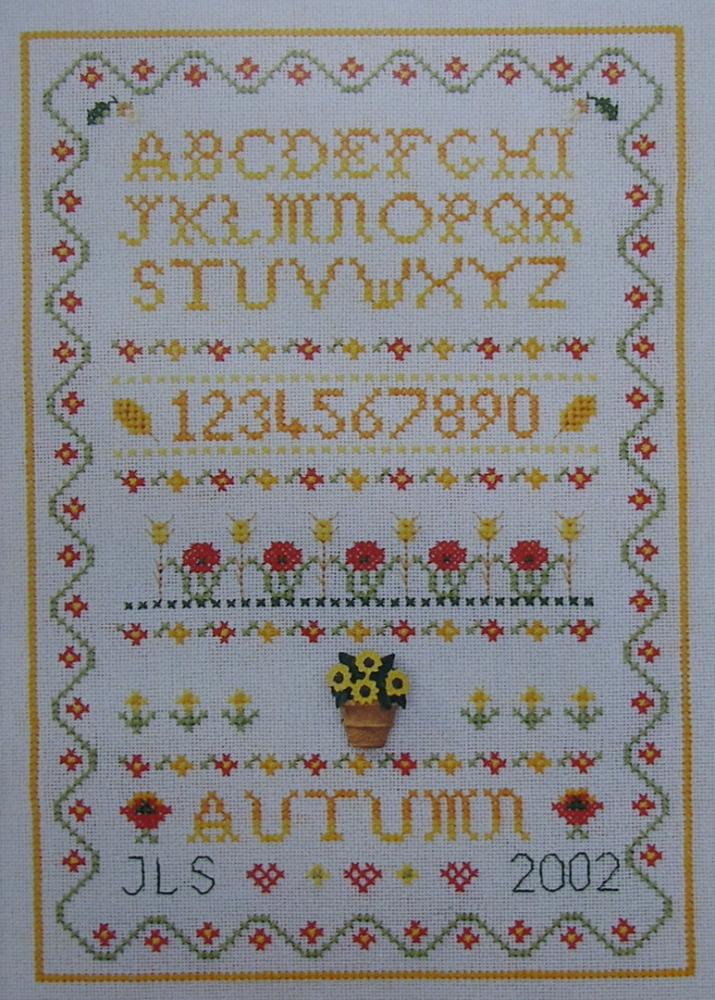 autumn fall poppies corn alphabet season sampler cross ...