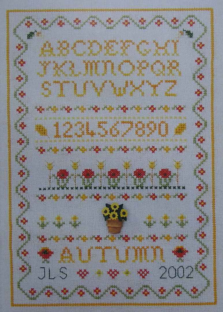 Autumn Season Sampler with Poppies & Corn ~ Cross Stitch Chart