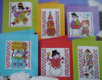 Six Snowman Christmas Cards ~ Cross Stitch Charts