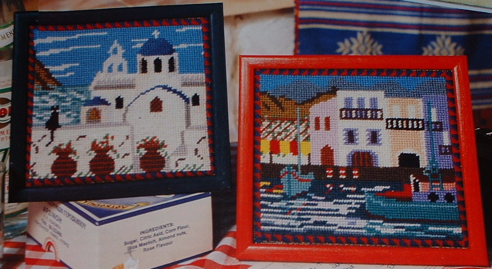 Two Greek Holiday Postcard Scenes ~ Needlepoint Charts
