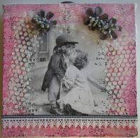 *vintage love* OOAK Handmade Original Mixed Media Valentine Canvas