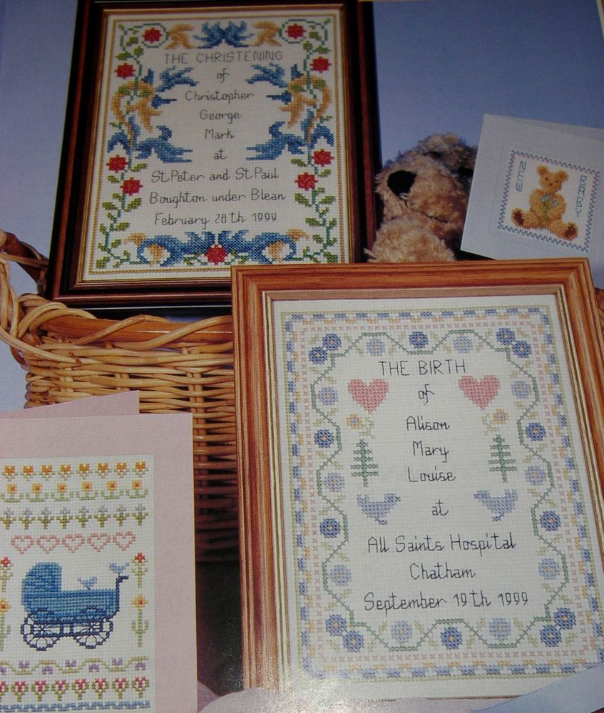Baby Cards, Bith & Christening Samplers ~ Six Cross Stitch Charts