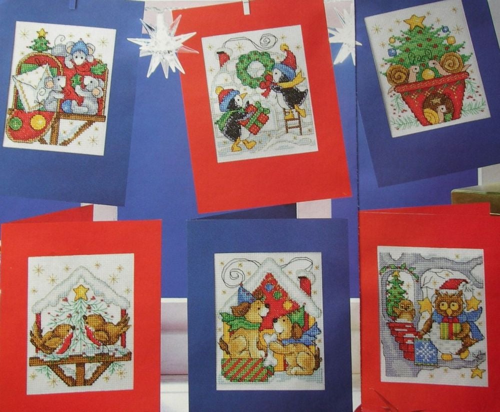 Animal Homes at Christmas ~ Six Christmas Card Cross Stitch Charts