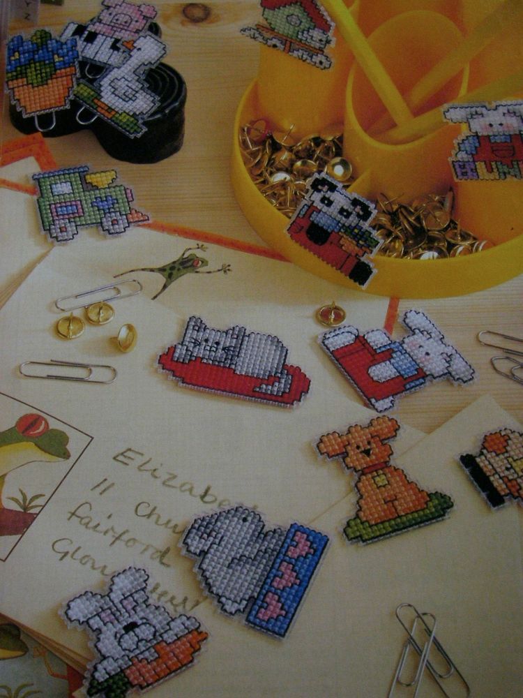 Cute Plastic Canvas Bookmarks/ Fridge Magnets ~ 20 Cross Stitch Charts