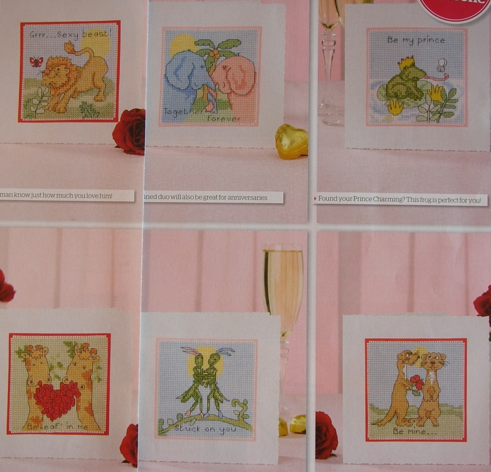 Cute Animall Valentine/Anniversary Cards ~ Six Cross Stitch Charts 