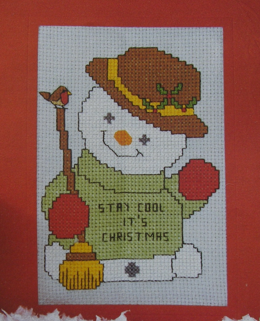 cute snowman christmas card cross stitch charts patterns for sale Cross stitch christmas patterns
