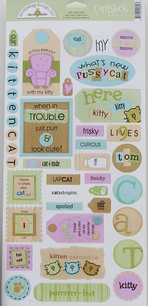 Doodlebug: Kitty Kitty ~ Cardstock Stickers