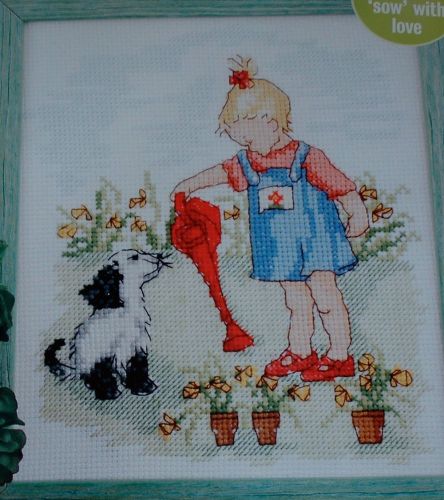Girl Watering Garden ~ Cross Stitch Chart