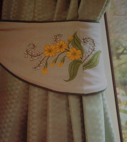 Lily of the Valley & Cowlip Embroidered Tie Backs ~ Pattern
