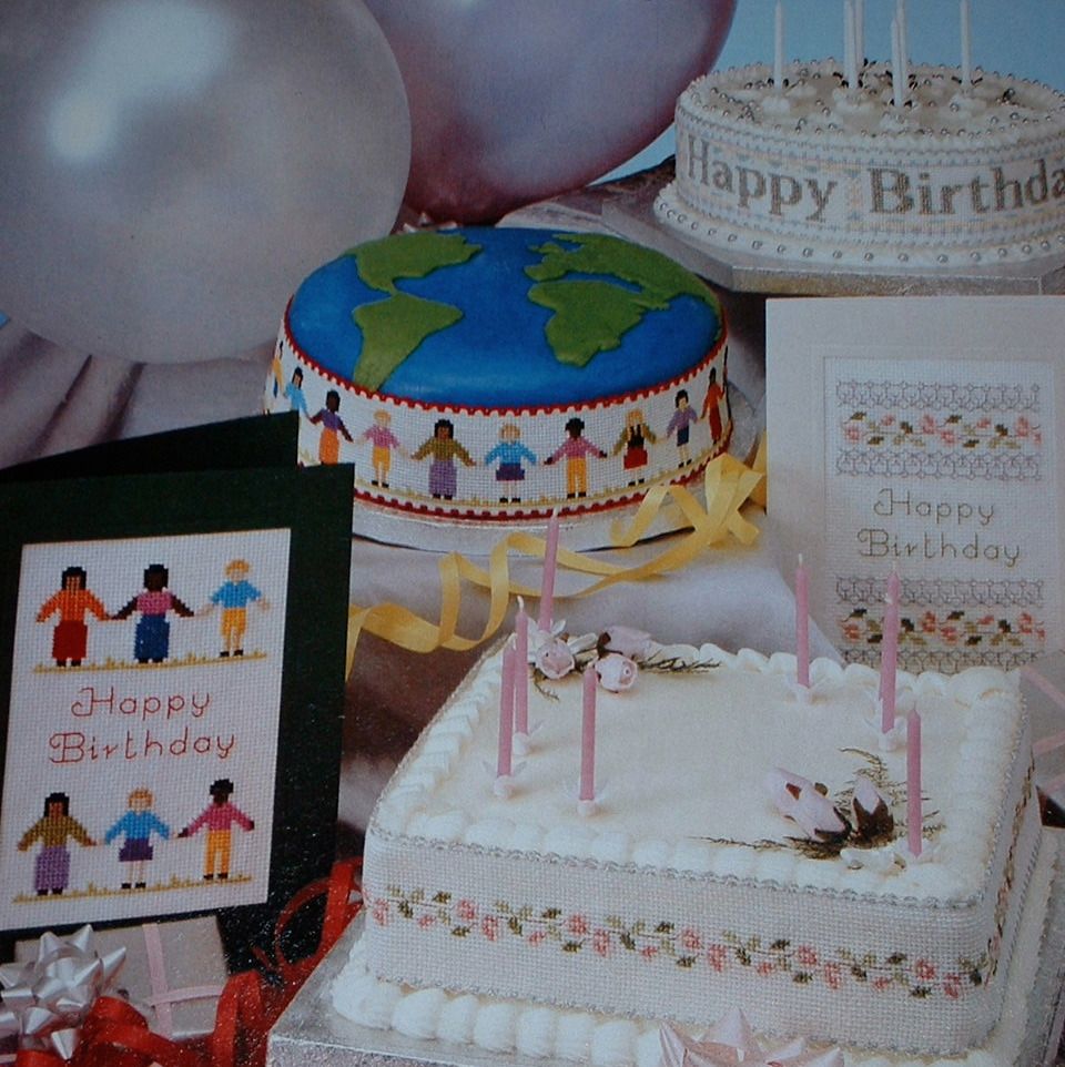Birthday Cakebands & Cards ~ FIVE Cross Stitch Charts