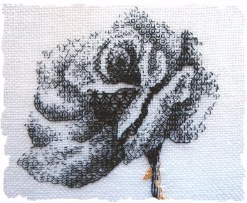 blackwork rose detail edged