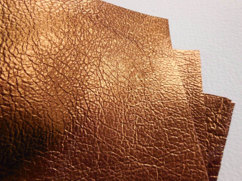 Leather squares, metallic finish - 10cm x 10cm - Copper