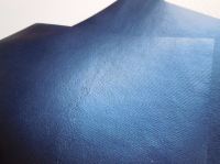 Faux leather square, metallic finish - 10cm x 10cm - Blue