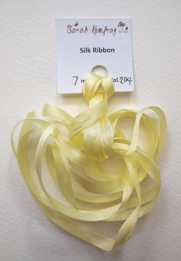 7mm Pale yellow 204 silk ribbon