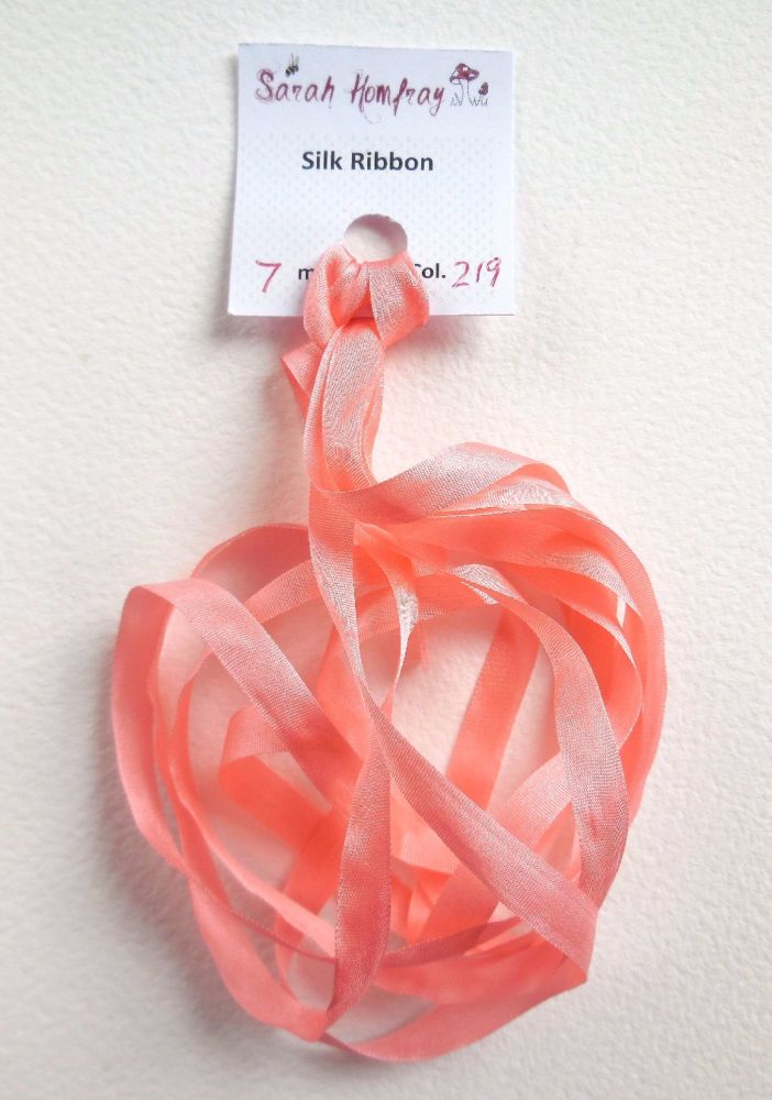 7mm Peach 219 silk ribbon