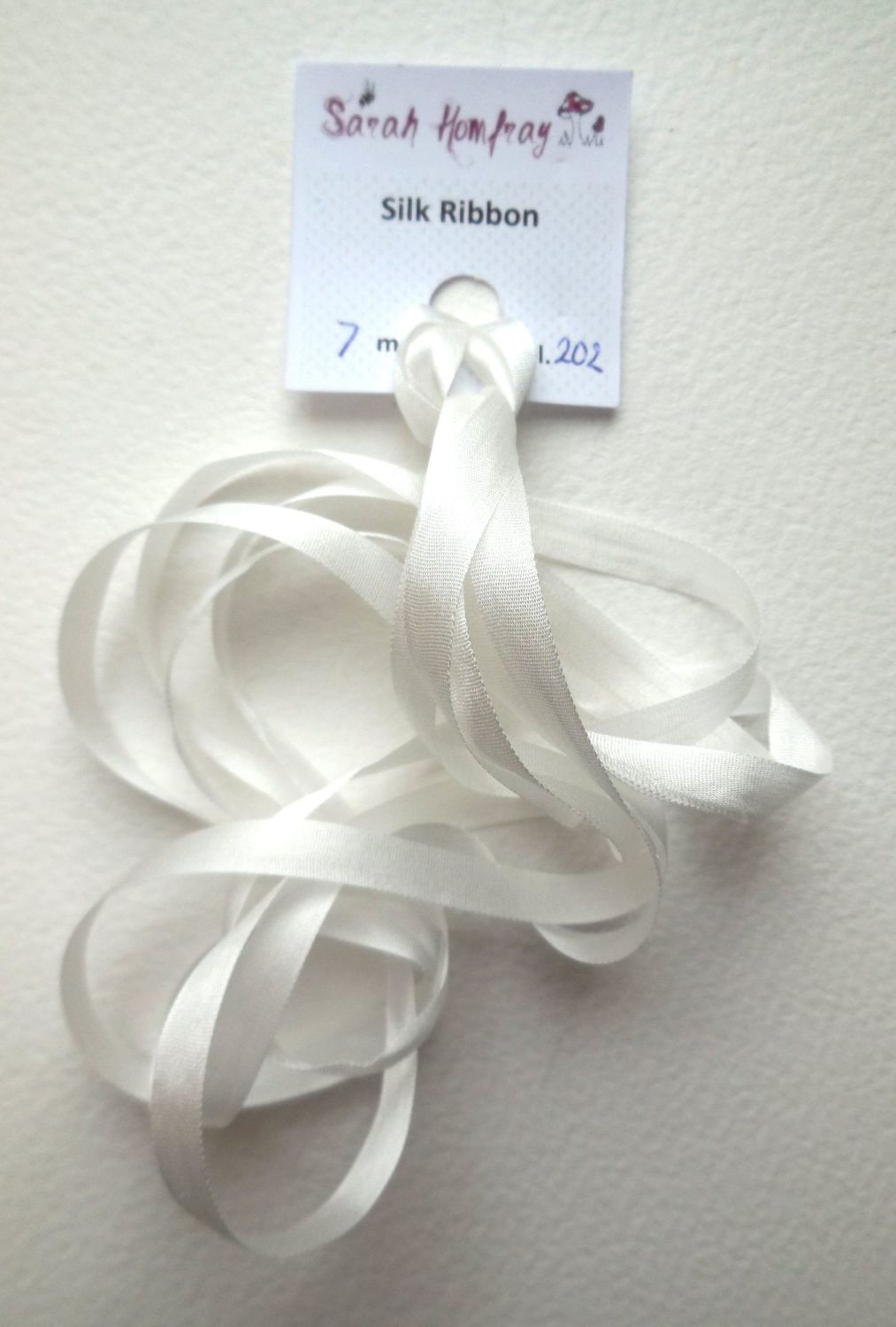White 7mm 202 silk ribbon