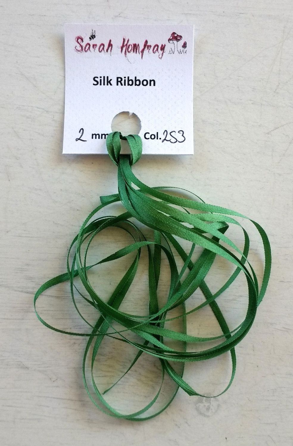 2mm Green 253 silk ribbon