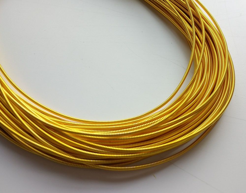 Metal purl wire, 1.3mm, deep yellow gold colour - 50cm