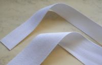 Herringbone cotton tape, - White 38mm