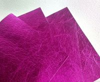 Leather squares, metallic finish - 10cm x 10cm - Fuchsia Pink