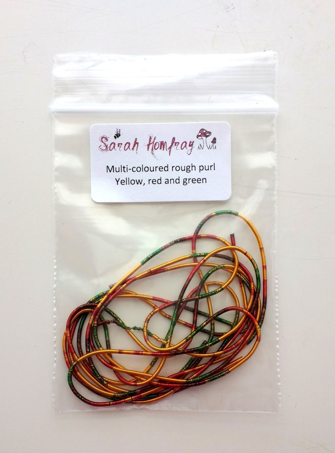 NEW! Multi-coloured rough purl no.6 - Yellow, red and green
