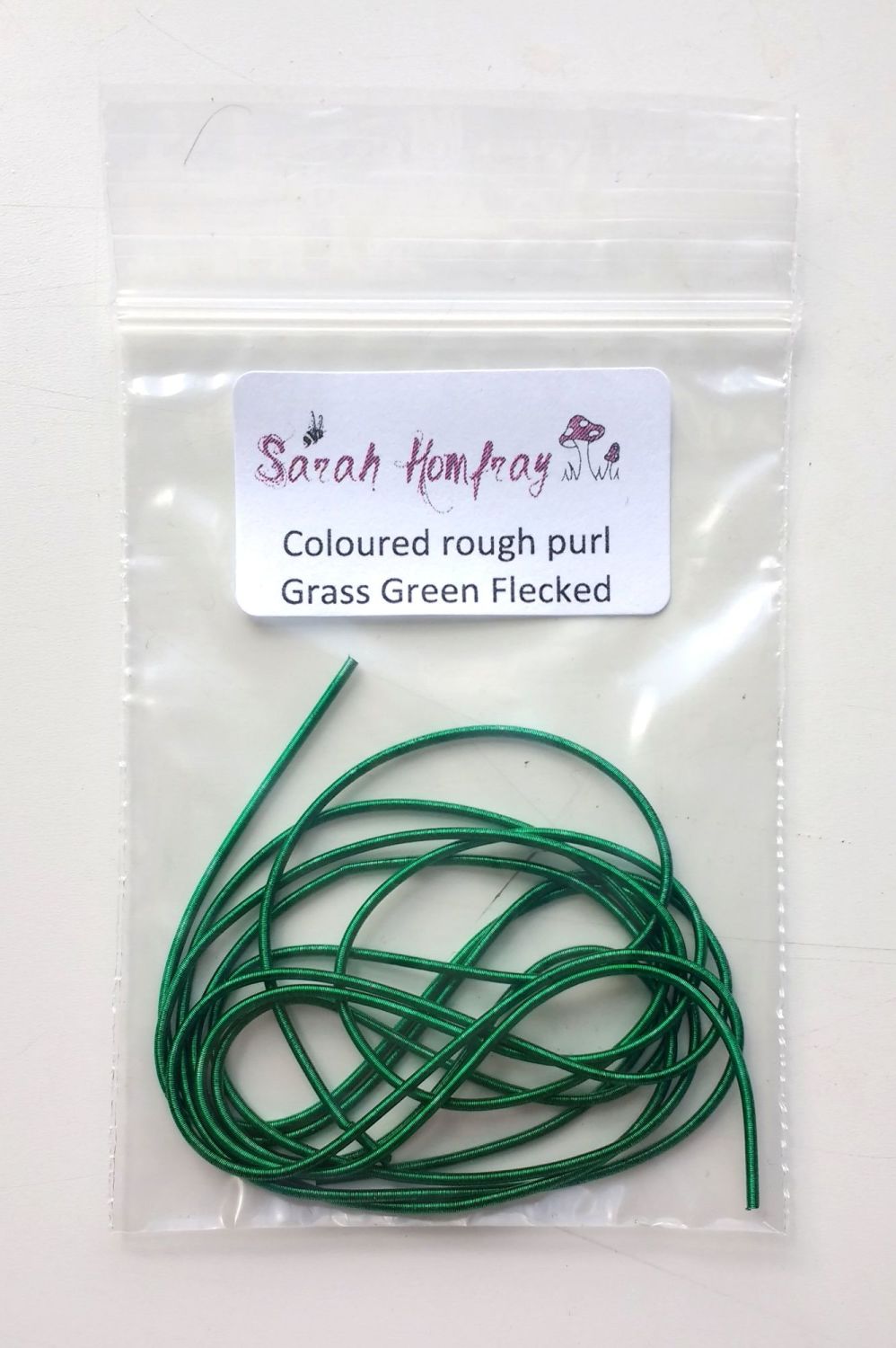 NEW! Coloured Rough purl no.6 - Grass Green Flecked