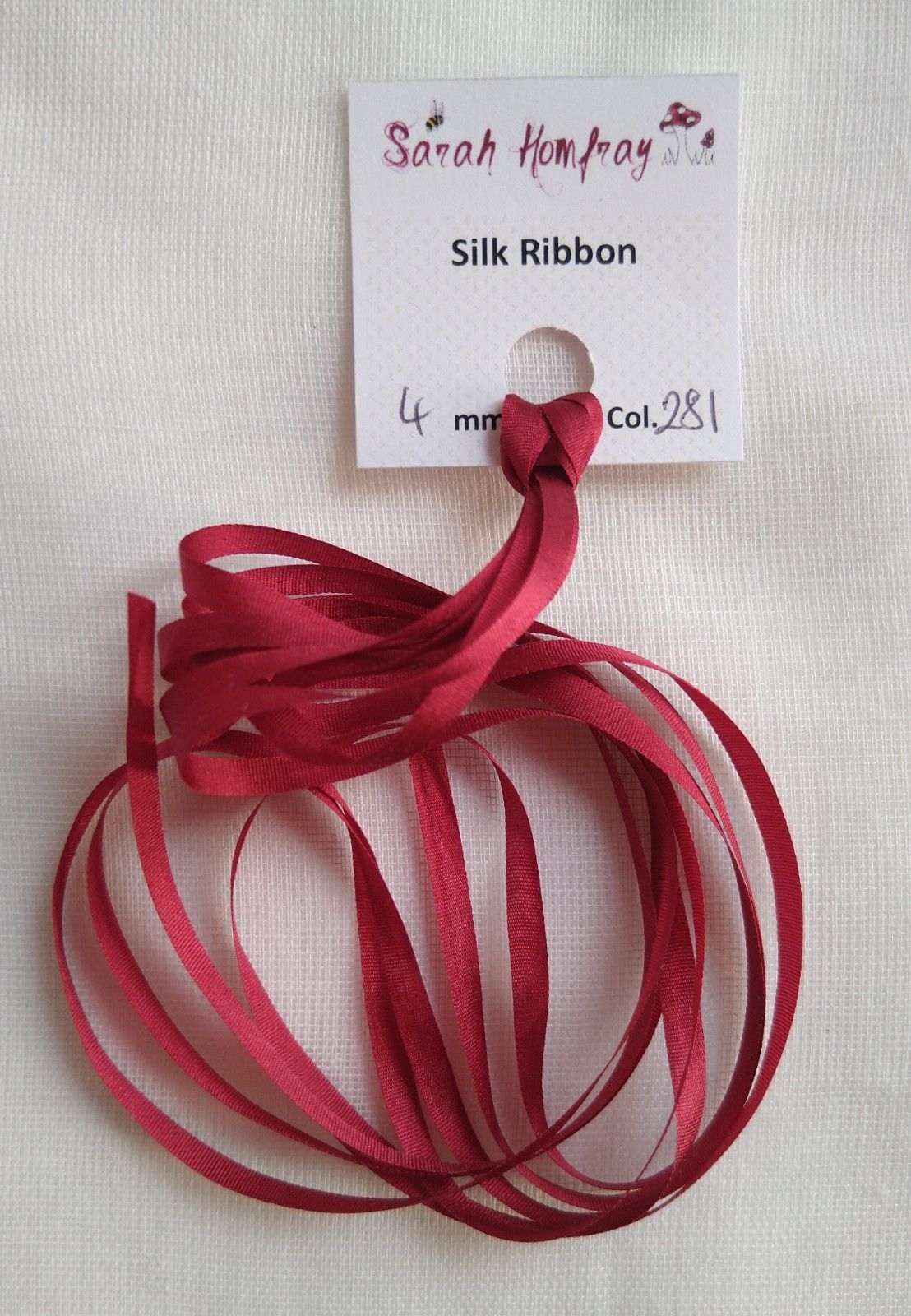 4mm Dark red 281 silk ribbon