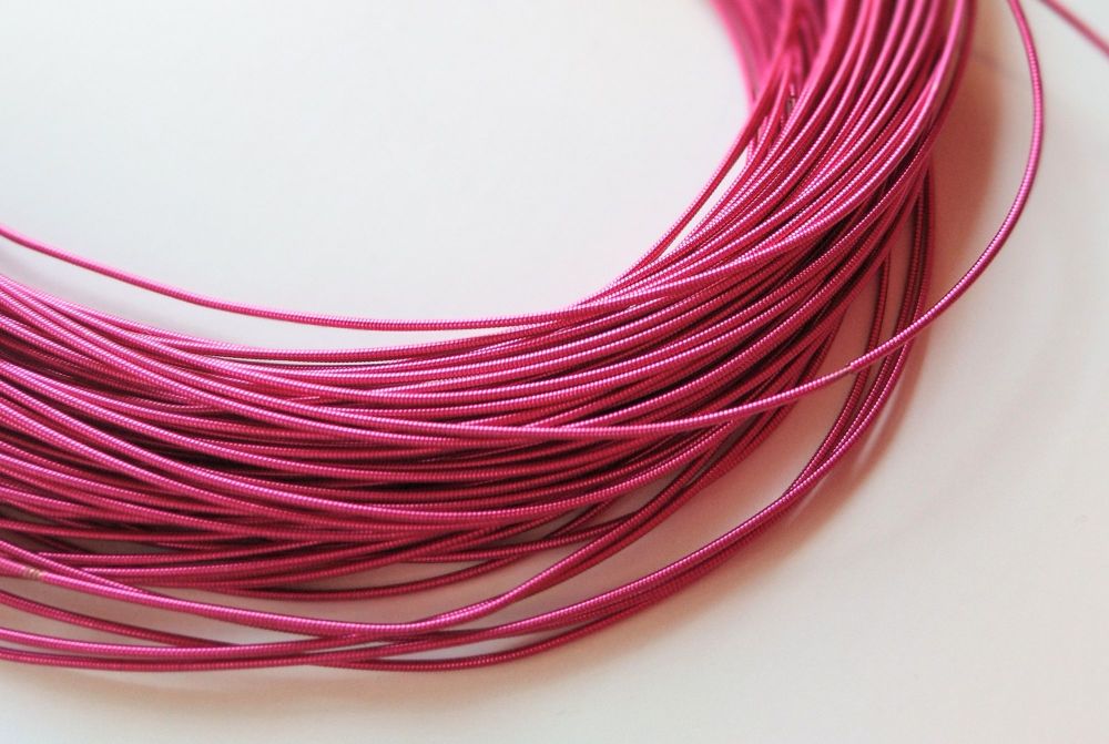 Metal purl wire, 1mm, Fuchsia Pink colour - 50cm