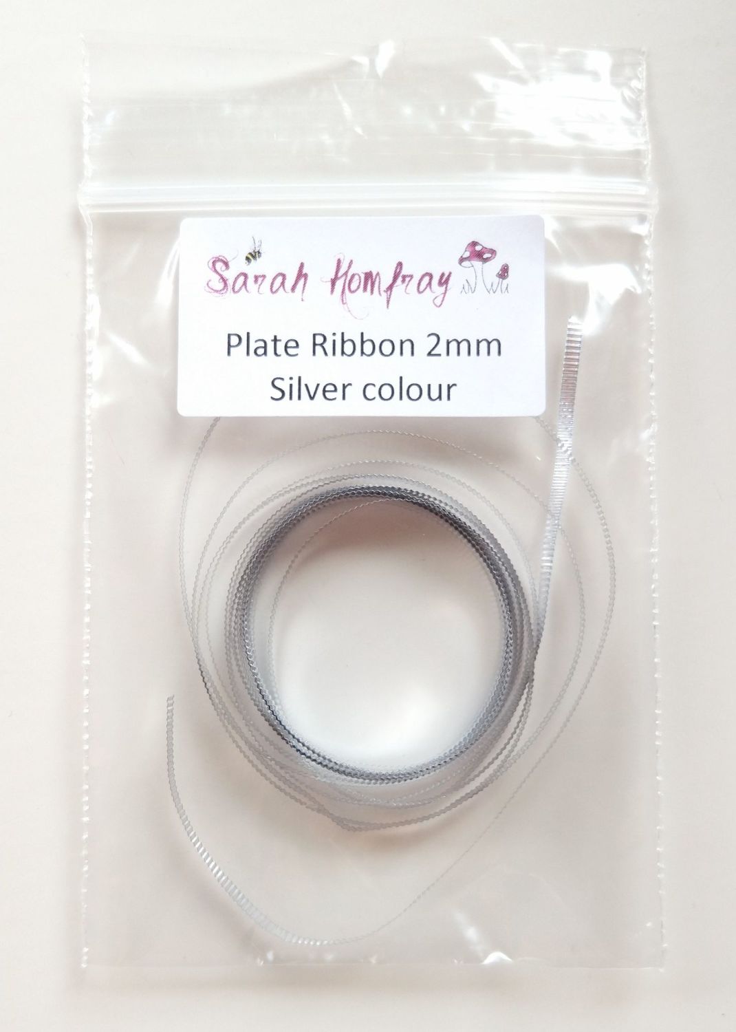 Plate ribbon - silver colour ribbed 2mm