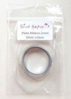 Plate ribbon - 2 m length silver colour ribbed 2mm