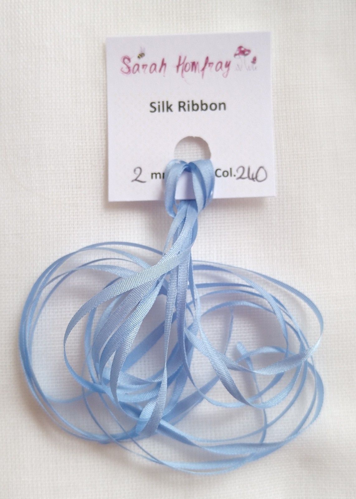 2mm Forget-me-not blue  silk ribbon