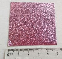 Leather square, metallic finish - 5cm x 5cm - Baby Pink