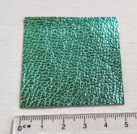 Leather square, metallic finish - 5cm x 5cm - Sea Green