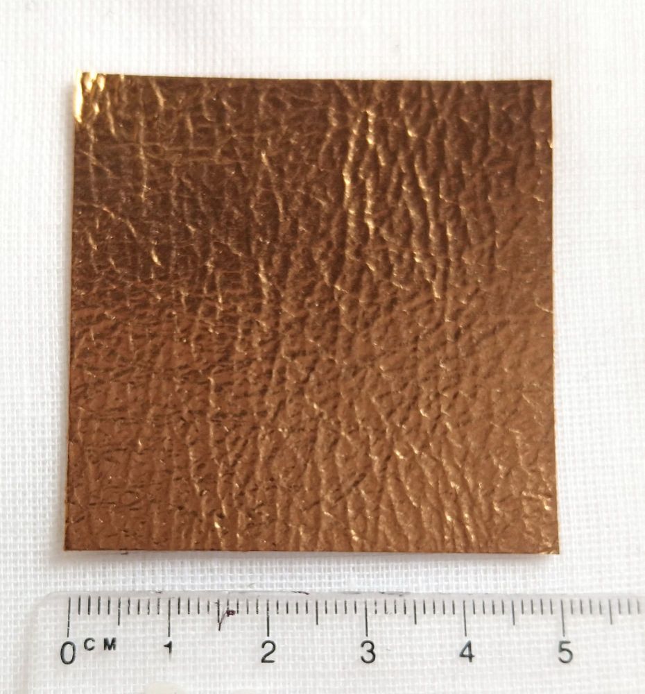 Leather square, metallic finish - 5cm x 5cm - Copper
