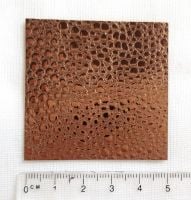 Leather square, metallic finish - 5cm x 5cm - Copper bubble