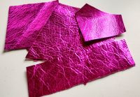 Leather scraps, metallic finish - Fuchsia Pink