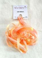 7mm Variegated orange silk ribbon V006
