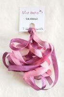 7mm Variegated dusky rose pink silk ribbon V004