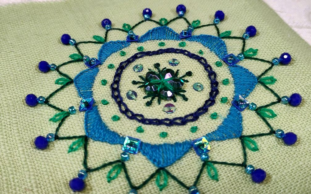 Hand Embroidery Beads Work, Beads Flower Embroidery Tutorial 