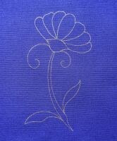 Daisy printed design on purple cotton twill LIMITED STOCKS!