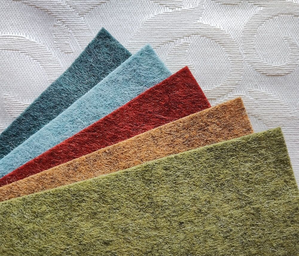 Felt square pack - 5 colours, 10cm x 10cm each colour