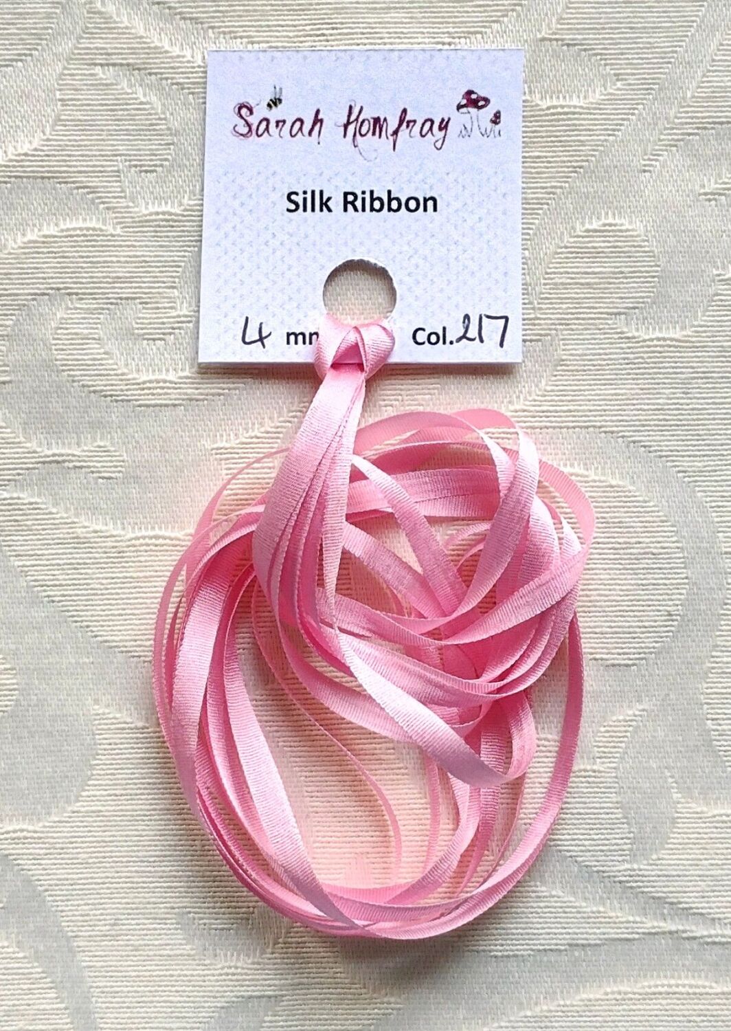 4mm Rose Pink 217 silk ribbon NEW!