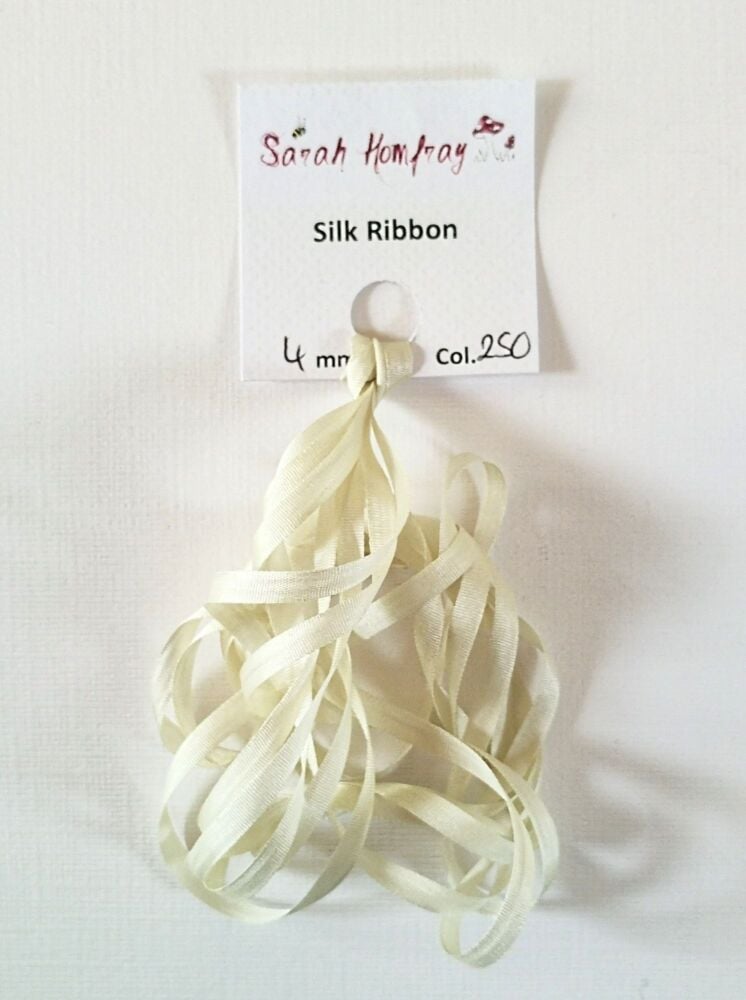 4mm Pale Yellow 250 silk ribbon