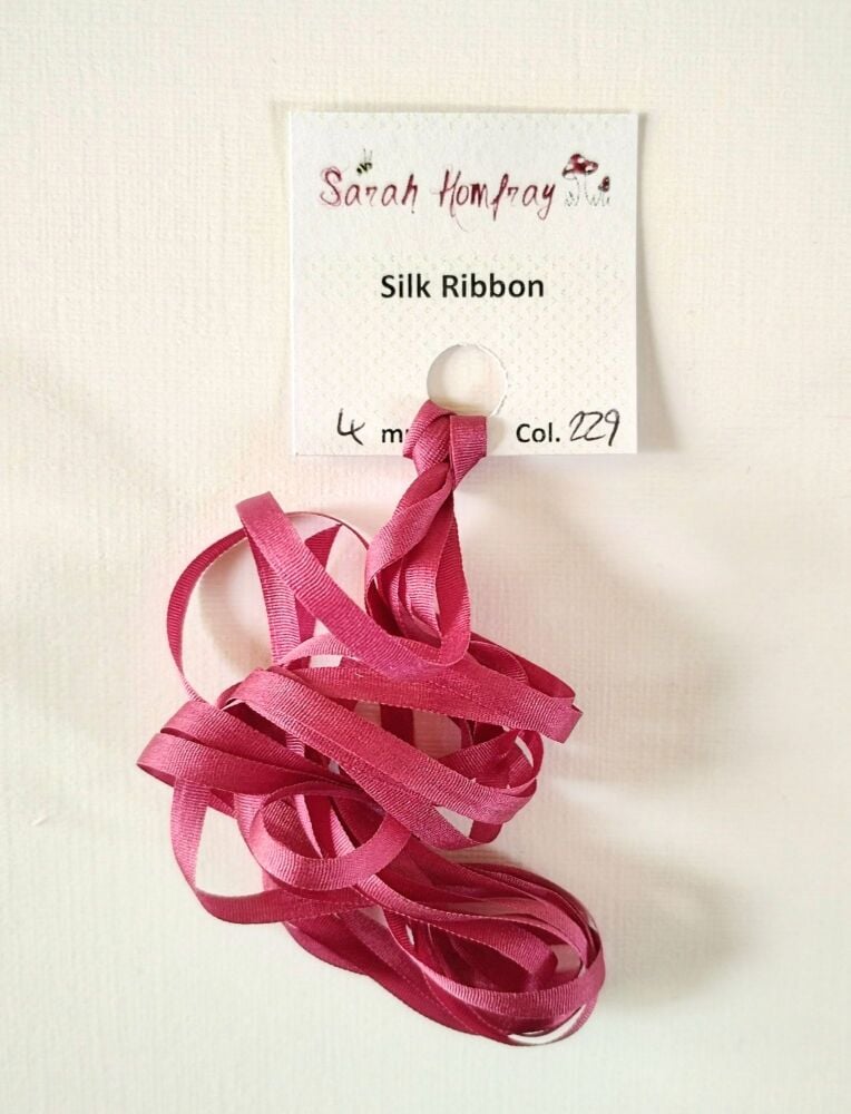 4mm Raspberry Pink 229 silk ribbon