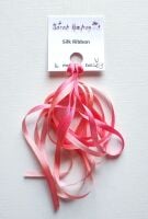 4mm Variegated pink and peach silk ribbon V403