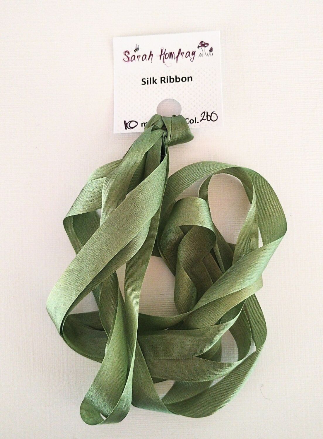 10mm Green 260 silk ribbon LIMITED STOCKS